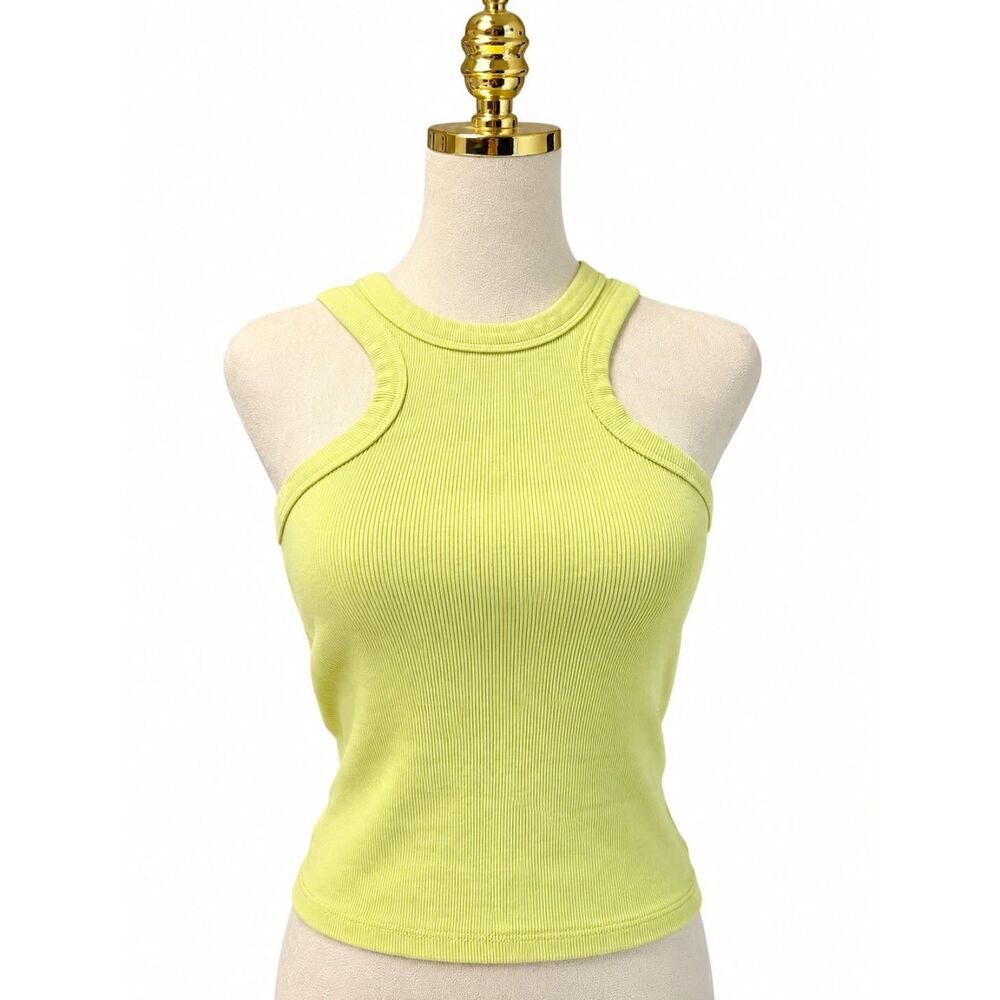 ZARA Lime Green Ribbed Racerback Tank Top Women’s Size L